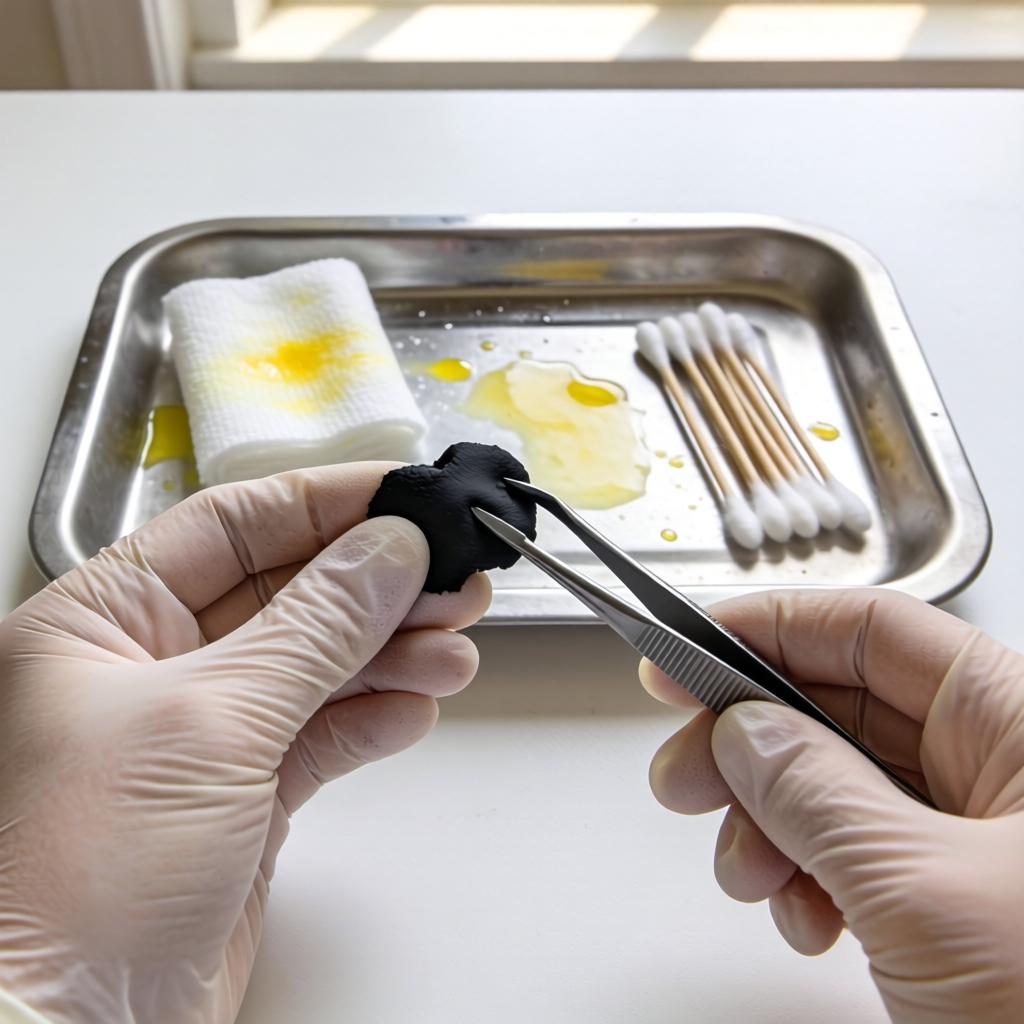 猫癣出现黑色结痂是严重了还是快好了？第二张图