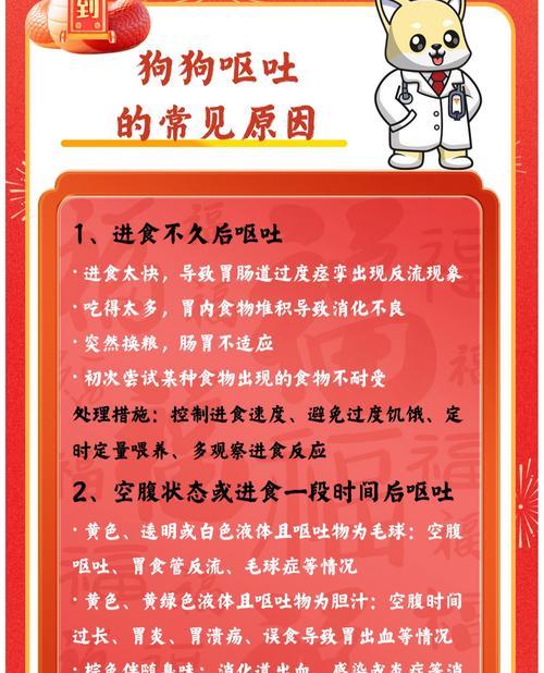 狗狗呕吐的常见原因及预防方法（了解狗狗呕吐的三大类原因，宠物饮食护理更得宜）